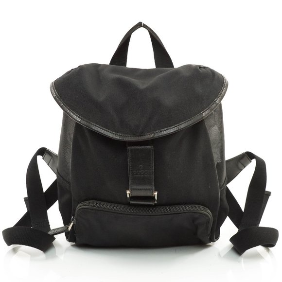 Gucci Handbags - Auth Gucci Backpack Nylon Black #25289G71
